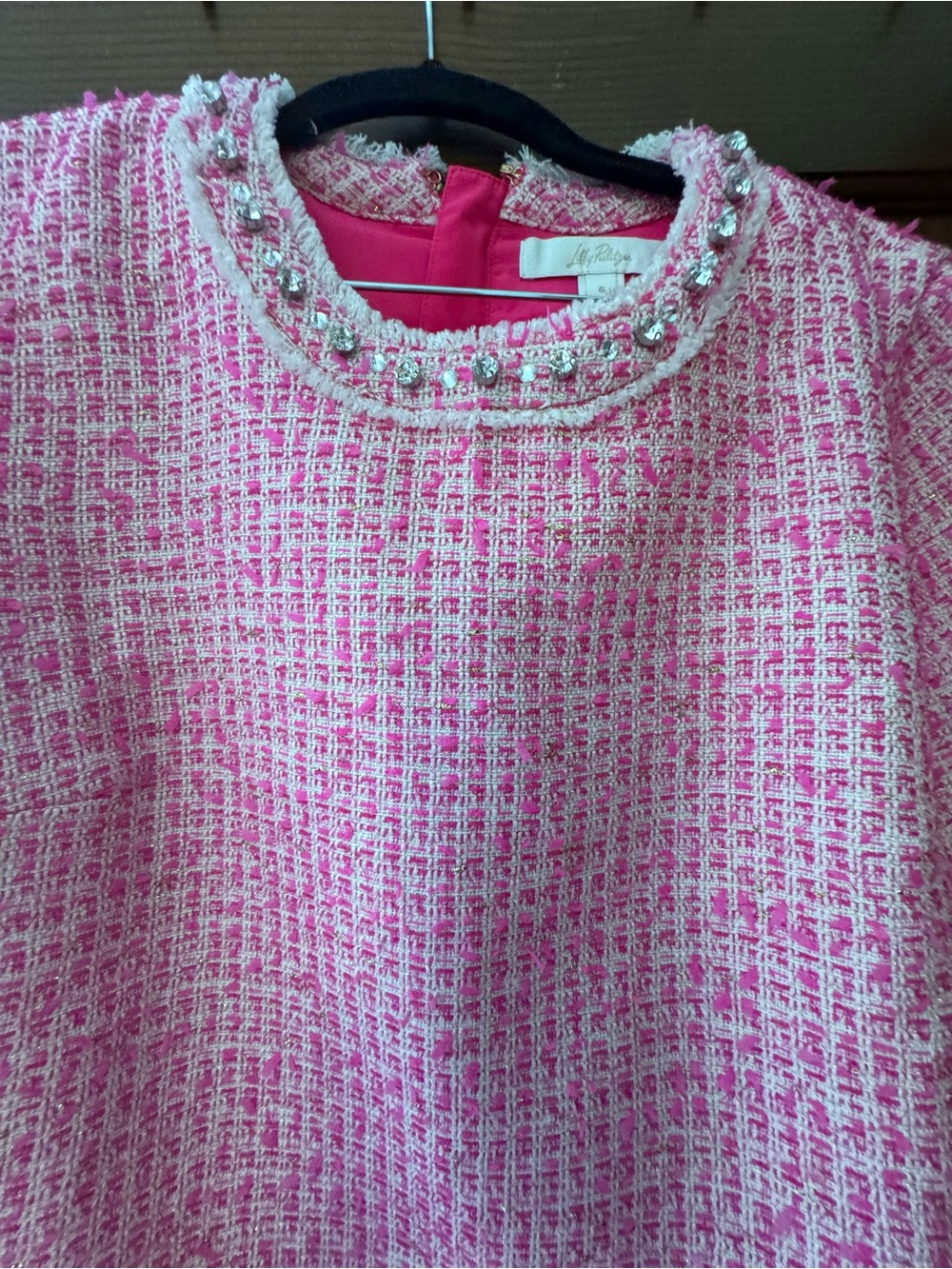Pink tweed Folie Boucle Top in Pink Palms Fantasy from Lilly Pullitzer - Picture 4 of 7